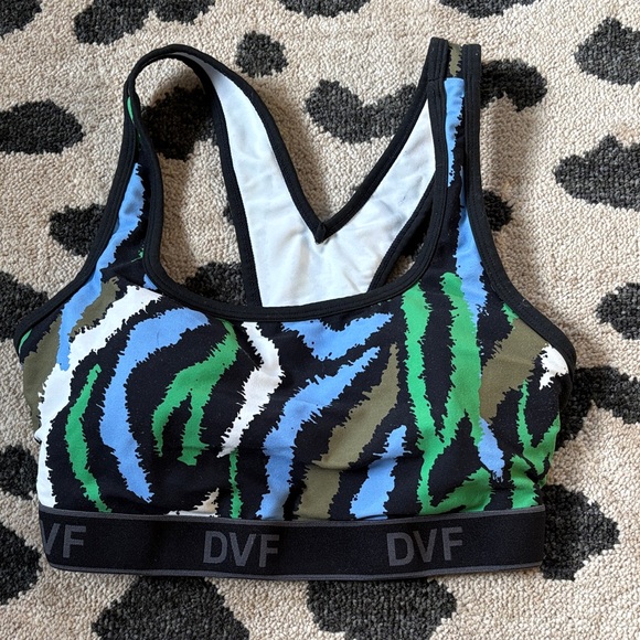 Diane Von Furstenberg Other - Diane Von Furstenberg Black and Green Patterned Sports Bra